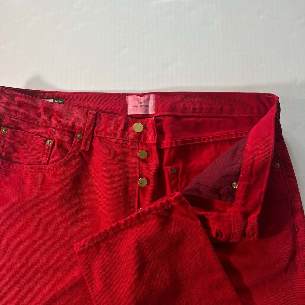 Sid Mashburn Made in USA Red Canvas Button Fly Jeans 36/30